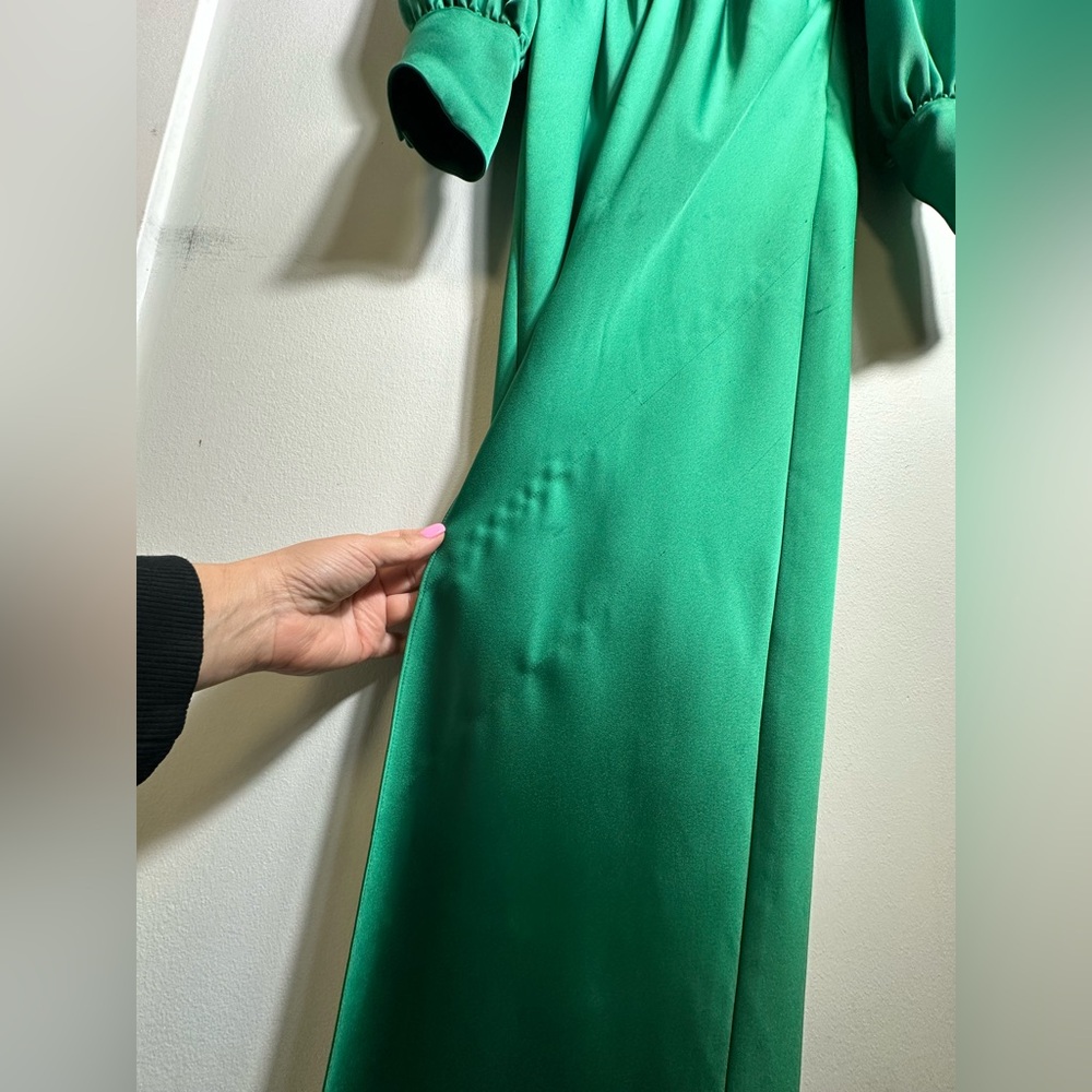 Rami Brooke Madeline Gown Deep V Long Sleeve Green Maxi Dress Size 0 - Picture 15 of 17